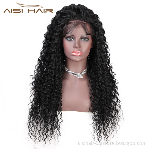 Aisi Hair 13x6 Long Wavy Natural Black Wig Afro Kinky Curly Wave Lace Front Wig Deep Wave Front Lace Hair Wigs For Black Women